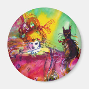 LADY WITH BLACK CAT MAGNET