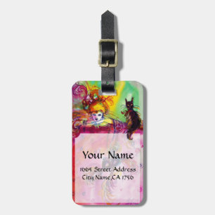 LADY WITH BLACK CAT /Mardi Gras Masquerade Mask Luggage Tag