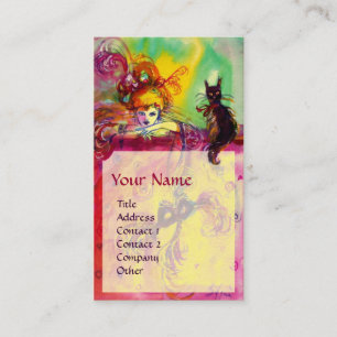 LADY WITH BLACK CAT / Venetian Masquerade Ball Business Card