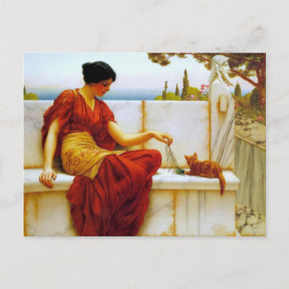 Lady with Cat - Godward Postcard