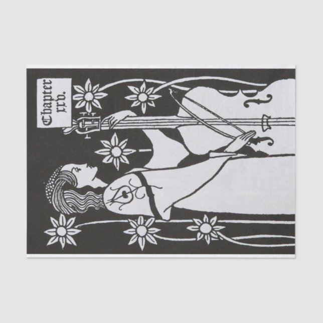 Lady With Cello by Aubrey Beardsley Tissue Paper (Front)