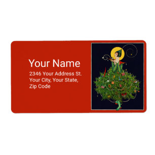 LADY WITH CHRISTMAS GIFTS ART DECO BEAUTY FASHION