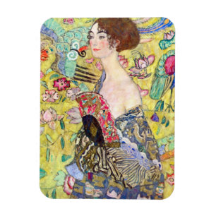 Lady with Fan by Gustav Klimt, Vintage Japonism Magnet