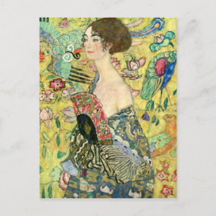 Lady with Fan - Gustav Klimt Postcard