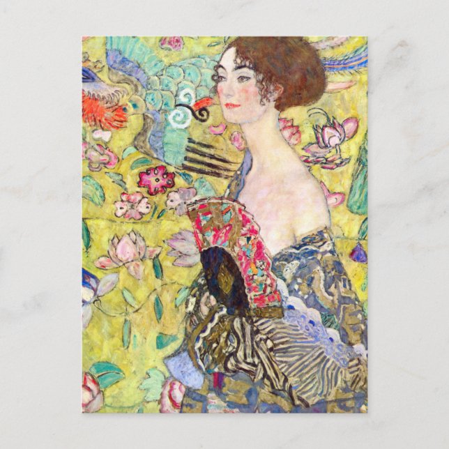Lady With Fan Painting Postcard (Front)