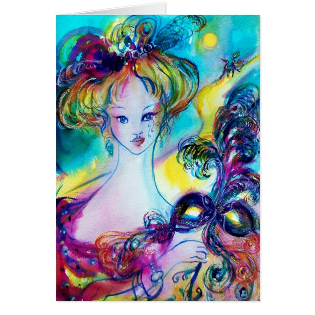 LADY WITH FEATHERED MASK / Venetian Masquerade (Front)