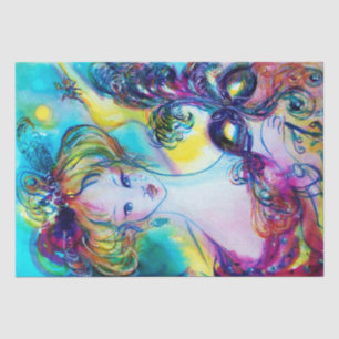 LADY WITH FEATHERED MASK / Venetian Masquerade Tissue Paper