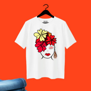 Lady with flowers portrait plus size T-Shirt