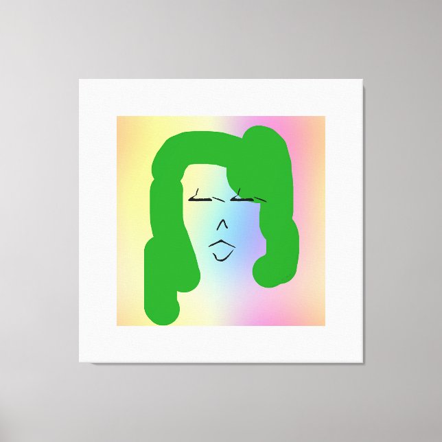 LADY WITH GREEN HAIR Stretched Canvas Print (Front)