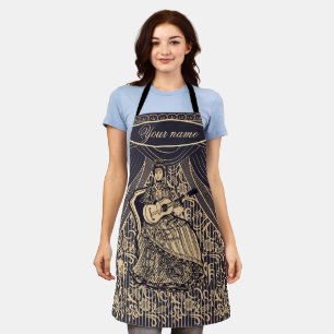Lady with guitar apron