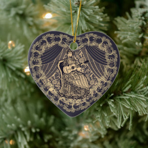 Lady with guitar ceramic tree decoration