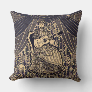 Lady with guitar cushion