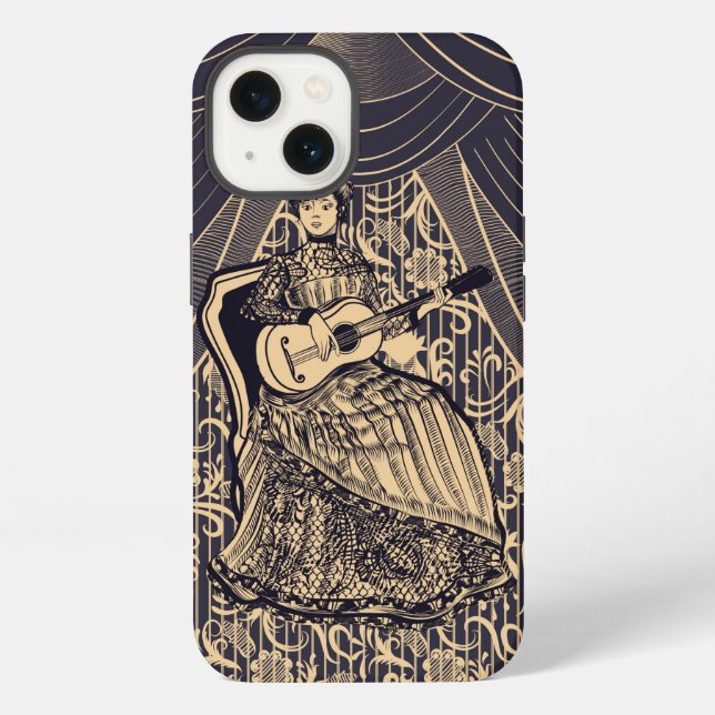 Lady with guitar iPhone case (Back)