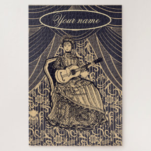 Lady with guitar jigsaw puzzle