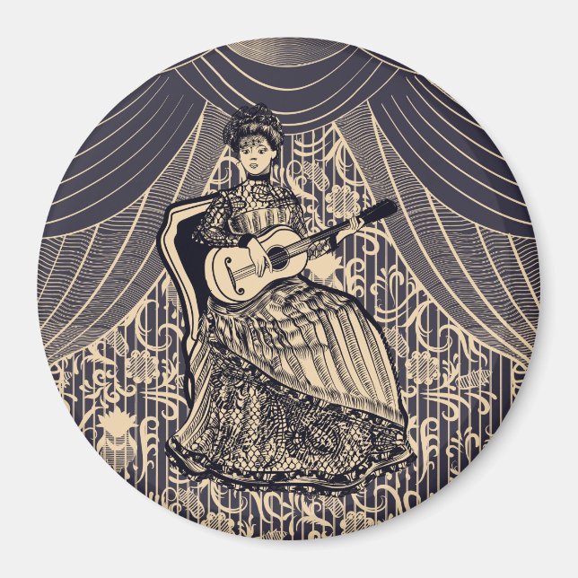 Lady with guitar magnet (Front)