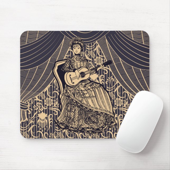 Lady with guitar mouse pad (With Mouse)