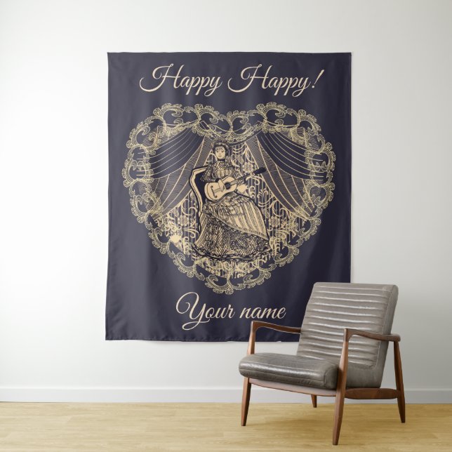 Lady with guitar tapestry (In Situ)