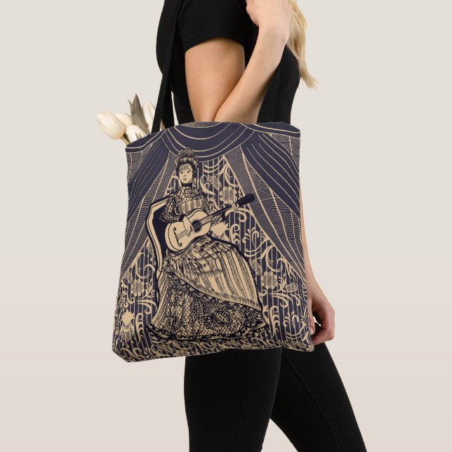 Lady with guitar tote bag (Close Up)