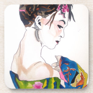 Lady with kimono coaster