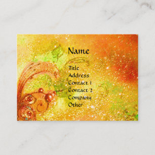 LADY WITH MASK IN THE NIGHT ,Gold Yellow Sparkles Business Card
