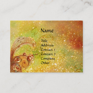 LADY WITH MASK IN THE NIGHT ,Gold Yellow Sparkles Business Card