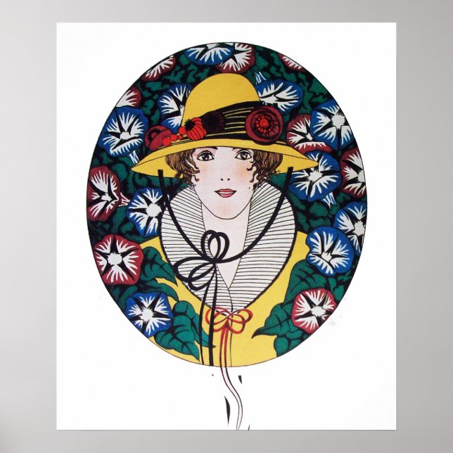 Lady with Morning Glories Poster (Front)