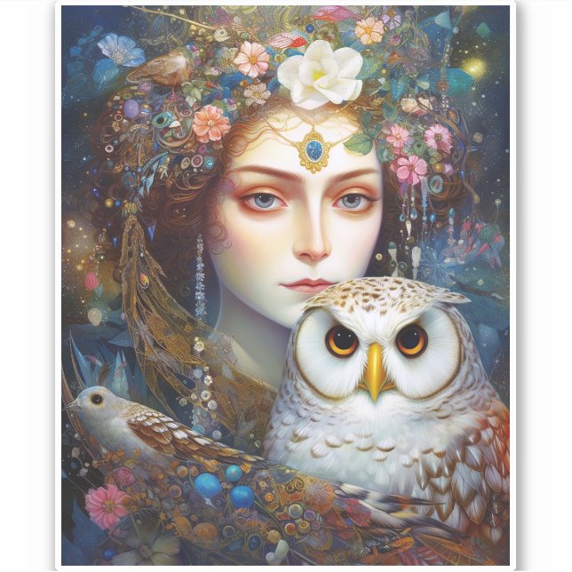 Lady With Owl Surreal Fantasy Art (Front)