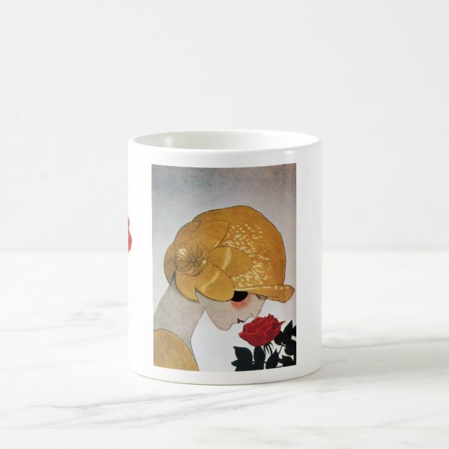 LADY WITH RED ROSE COFFEE MUG (Center)