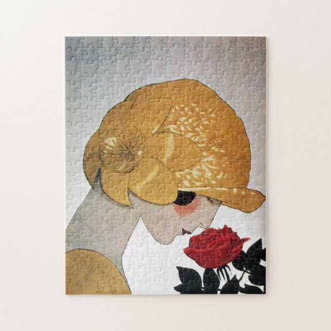 LADY WITH RED ROSE JIGSAW PUZZLE (Vertical)