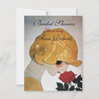 LADY WITH RED ROSE MONOGRAM BRIDAL SHOWER PARTY