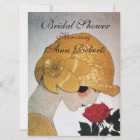 LADY WITH RED ROSE MONOGRAM BRIDAL SHOWER PARTY