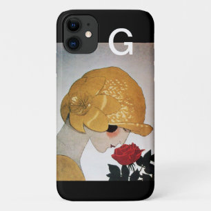 LADY WITH RED ROSE MONOGRAM Case-Mate iPhone CASE