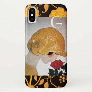 LADY WITH RED ROSE MONOGRAM Case-Mate iPhone CASE