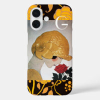 LADY WITH RED ROSE MONOGRAM
