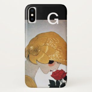 LADY WITH RED ROSE MONOGRAM Case-Mate iPhone CASE