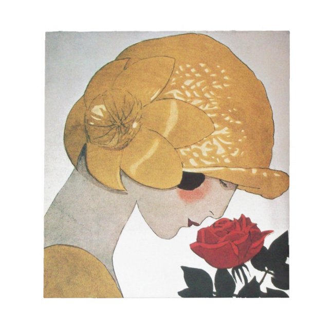 LADY WITH RED ROSE NOTEPAD (Front)