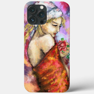 Lady with Rose iPhone Case Modern Woman Painting