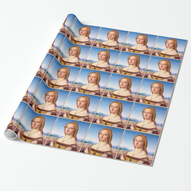 Lady with the Unicorn Raphael Santi portrait paint Wrapping Paper (Unrolled)