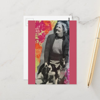 Lady With Two Dogs Collage Postcard