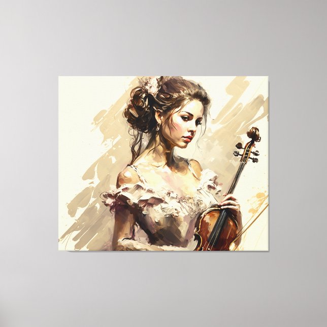 Lady with Violin Canvas Print (Front)