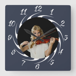 LADY WITH VIOLIN SQUARE WALL CLOCK