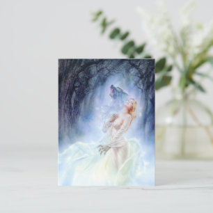 Lady Wolf Fantasy Art postcard