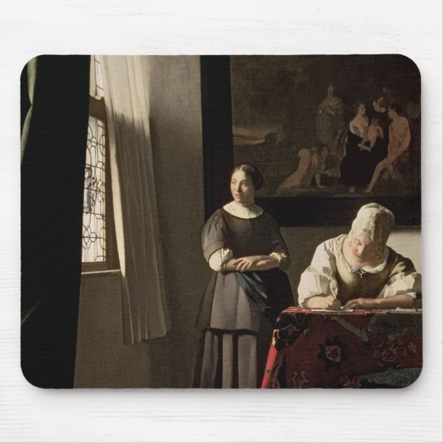 Lady writing a letter with her Maid, c.1670 Mouse Pad (Front)