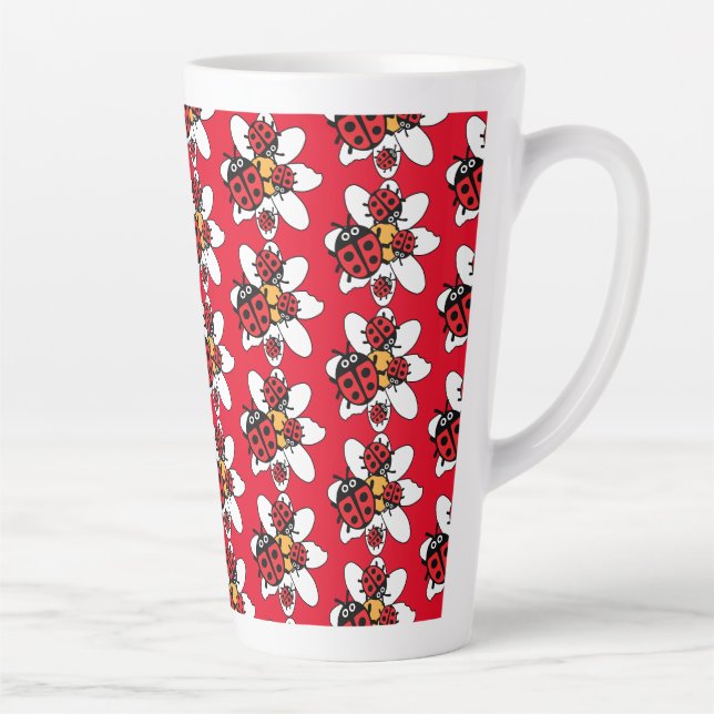 ladybird And Ladybug Family   Latte Mug (Right)