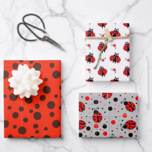 Ladybird Beetles Unique Red black Animal Insect Wrapping Paper Sheet