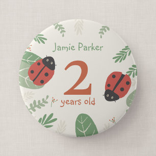 Ladybird Birthday Badge with Custom Name and Age