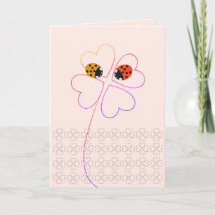 Ladybird Heart Clover Pink Congratulations Wedding Card