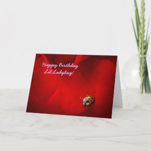Ladybird in Red Rose Happy Birthday Lil Ladybug Card