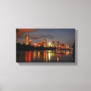 Ladybird Lake Austin Texas Night Skyline Canvas Print