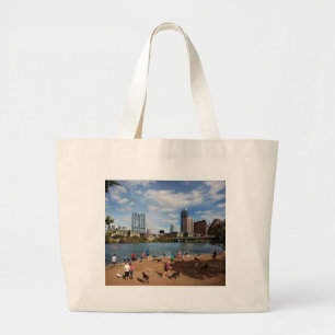 Ladybird Lake Dog Park Austin Texas Skyline Large Tote Bag